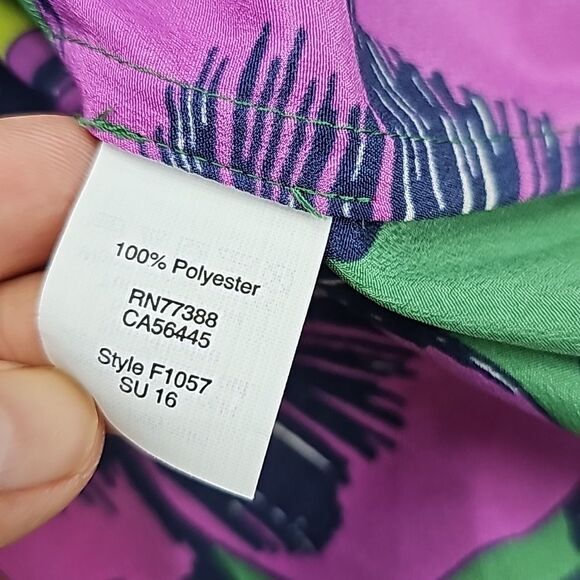 J. Crew -1518 Green Pink Tropical Floral Scoop Neck Sleeveless Blouse Top Size 6 - Picture 5 of 7